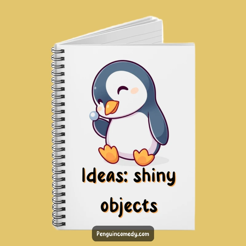 Funny Penguin Notebook: Curious Bird's Shiny Thoughts, Lined Journal for Ideas