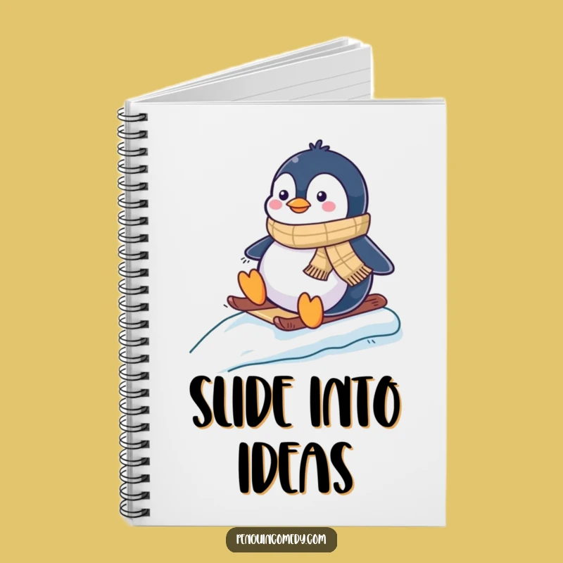 Funny Penguin Sledding Notebook - Journal Penguin Study Gift