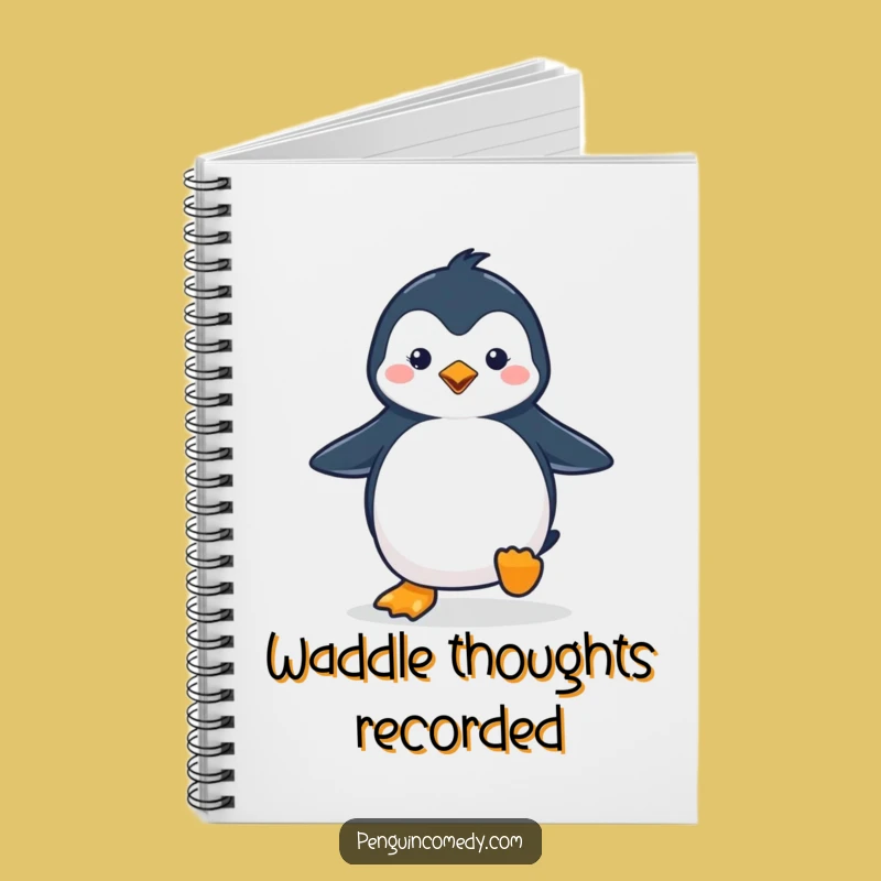 Funny Penguin Waddling Notebook - Journal Your Happy Thoughts