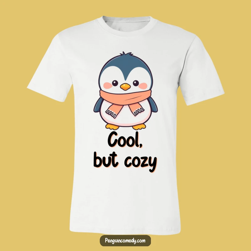 Funny Smiling Penguin Scarf T-Shirt - Cute Winter Style