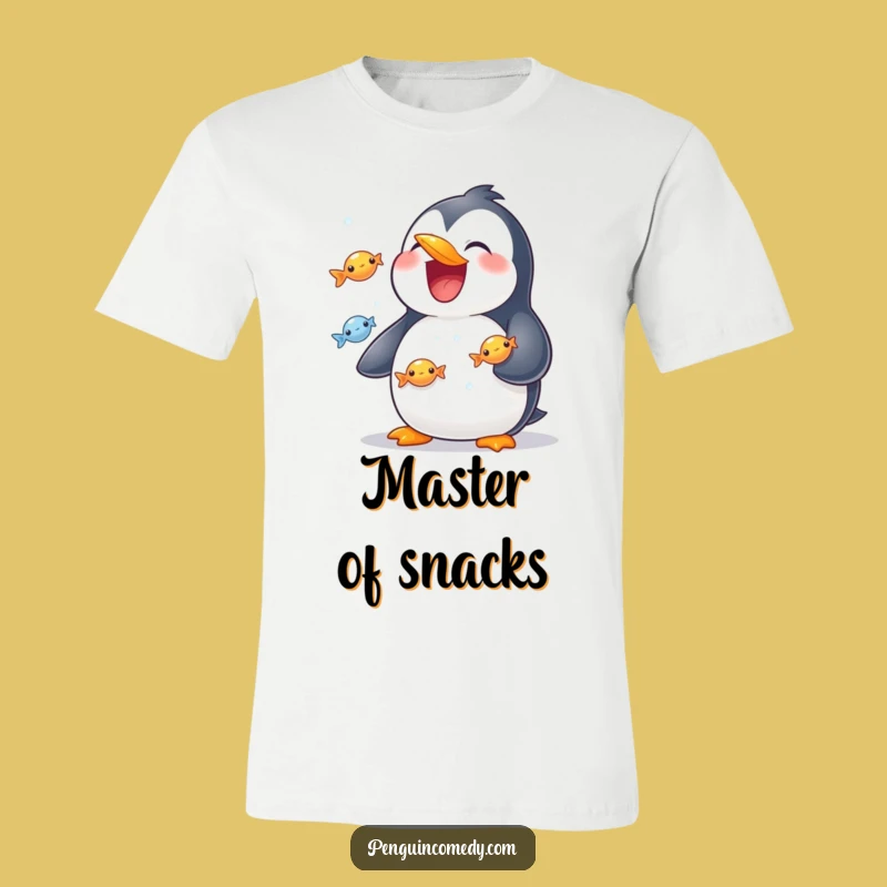 Funny Penguin Juggling T-Shirt - Happy Fish Toss Tee Gift