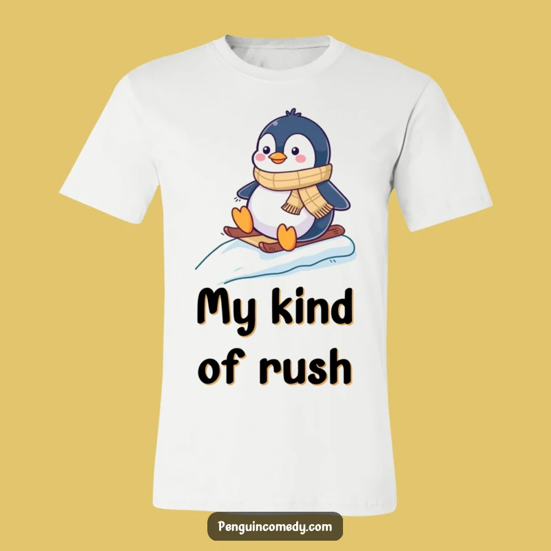 Funny Penguin Sledding T-Shirt - Joyful Winter Penguin T-Shirt Gift