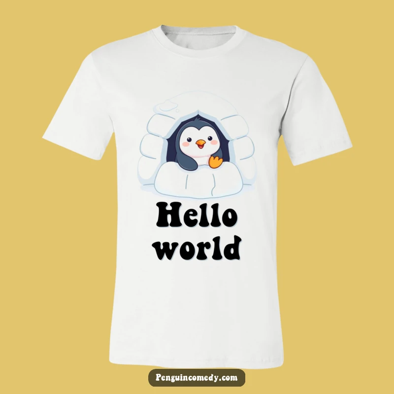 Funny Penguin T-Shirt - Cheerful Igloo Peeking Primate Tee