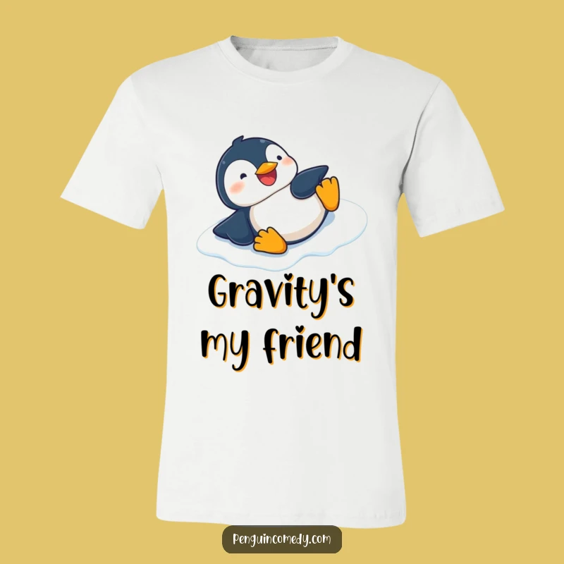 Funny Penguin Slide Tee - Giggling Penguin on Ice Shirt, Great Gift