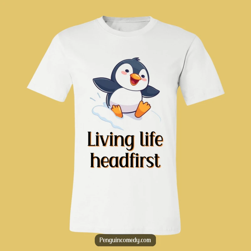 Funny Penguin Sliding T-Shirt: Wear Your Winter Joy With Comedic Flair