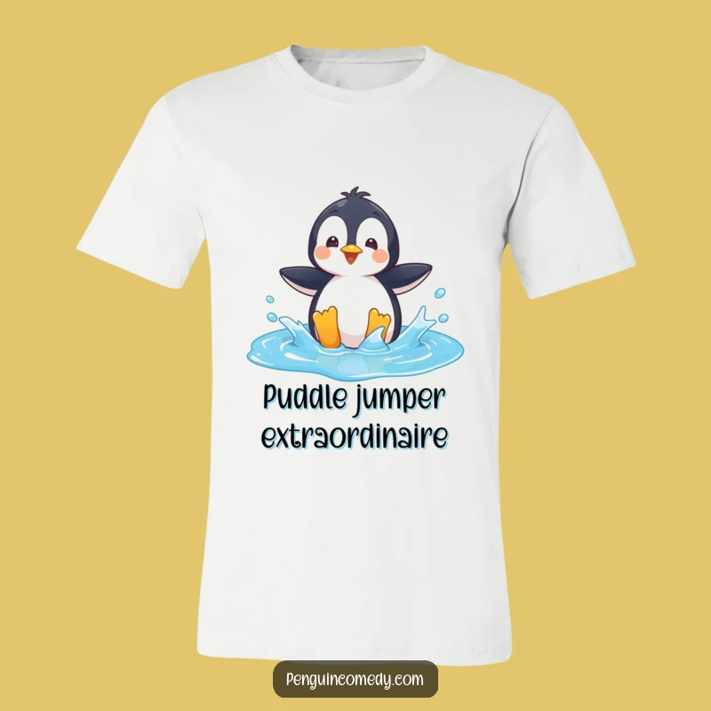 Funny Penguin T-Shirt: Playful Puddle Splash, Ideal Fun Gift for All Ages!