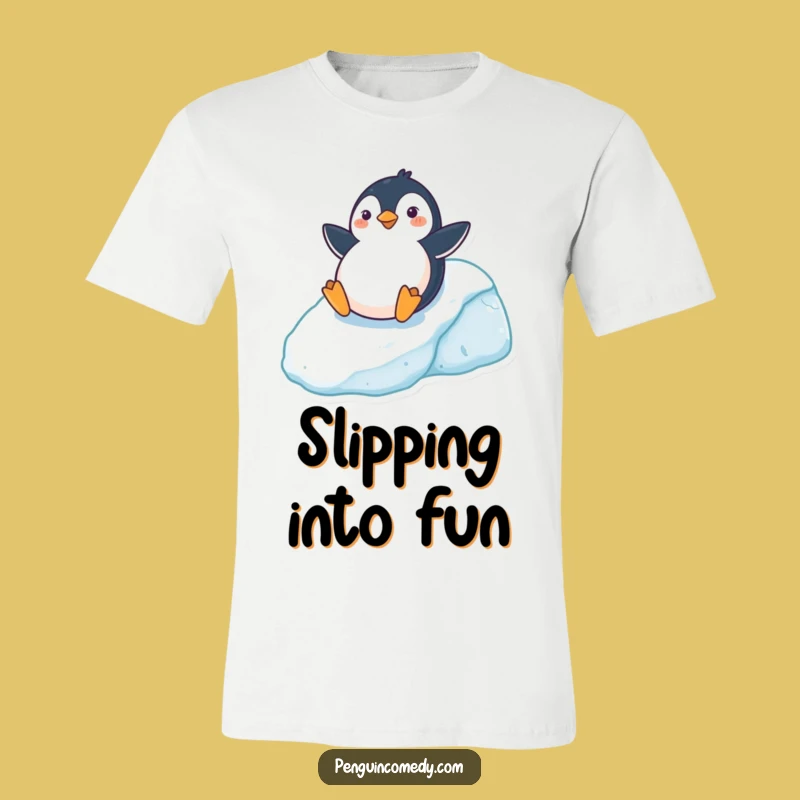 Funny Penguin T-Shirt: Icy Hill Slide Adventure, Your Cool Funny Gift