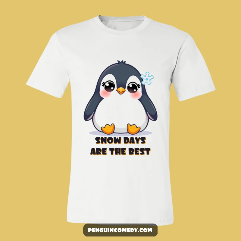 Funny Penguin Snowflake T-Shirt: Innocent Eyes Watching Winter Magic, Ultimate Cute Gift!