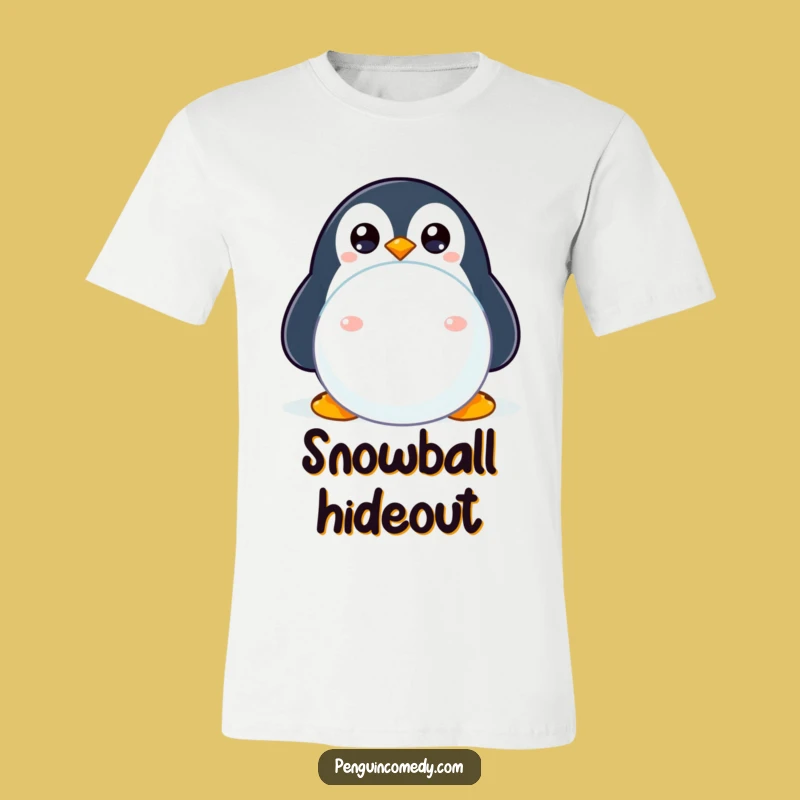 Funny Shy Penguin T-Shirt: Hide and Seek Humor