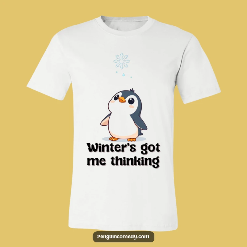 Funny Penguin T-Shirt: Curious Snowflake Moment, Ideal Winter Funny Gift Apparel!