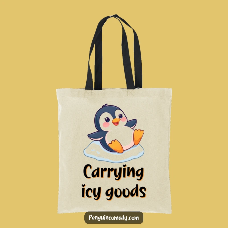 Funny Penguin Slide Tote: Carry Winter Fun, a Cute Funny Gift