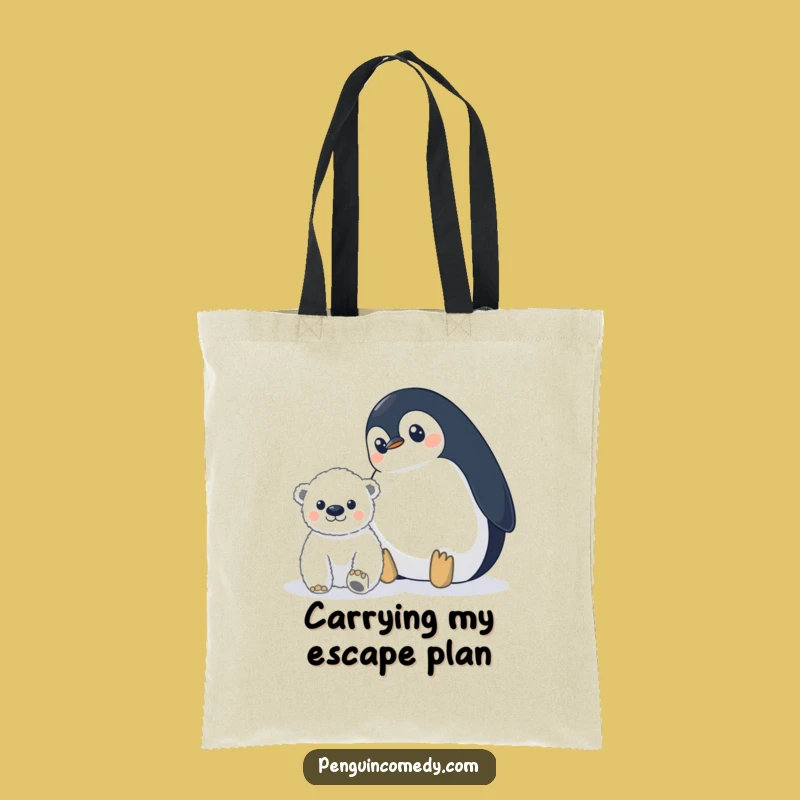 Funny Penguin Polar Bear Tote Bag: Wide-Eyed Wanderer Carryall, Perfect Funny Gift