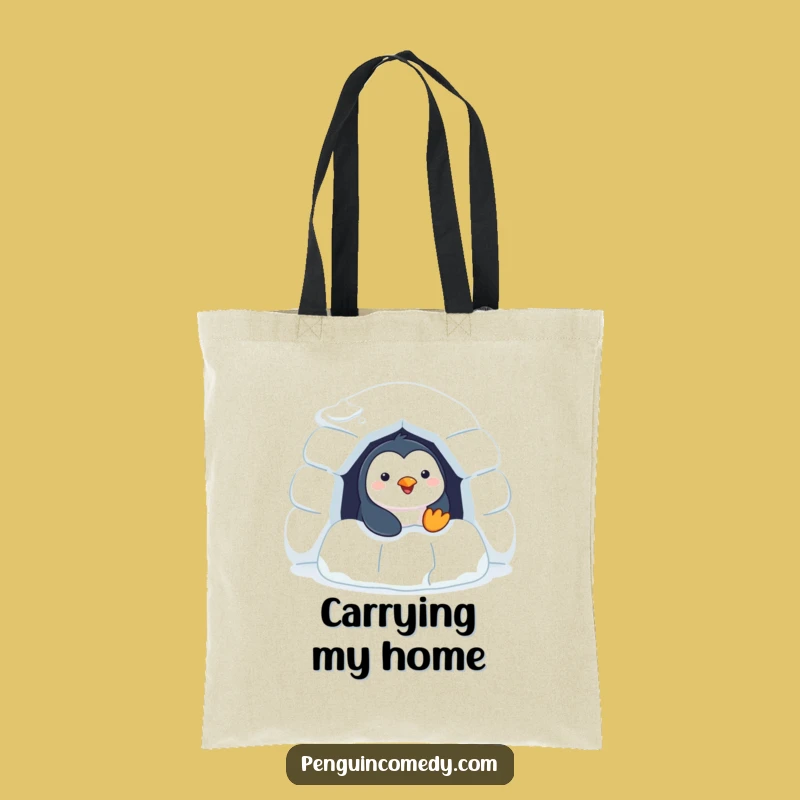 Funny Penguin Tote Bag - Cheerful Igloo Peeking Accessory