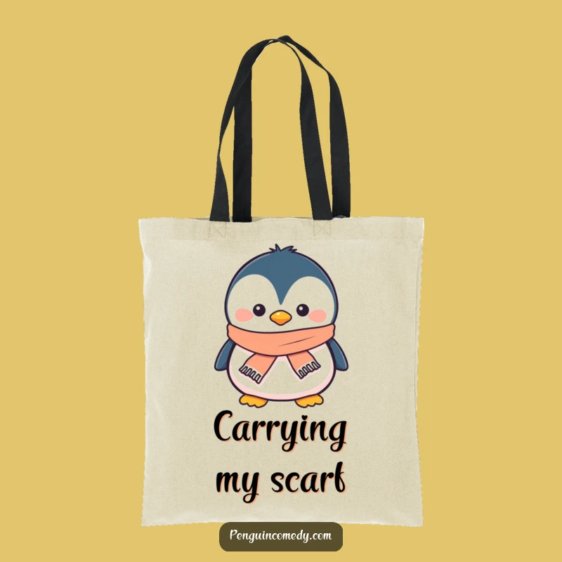 Funny Penguin Scarf Tote Bag - Carry Winter Cheer