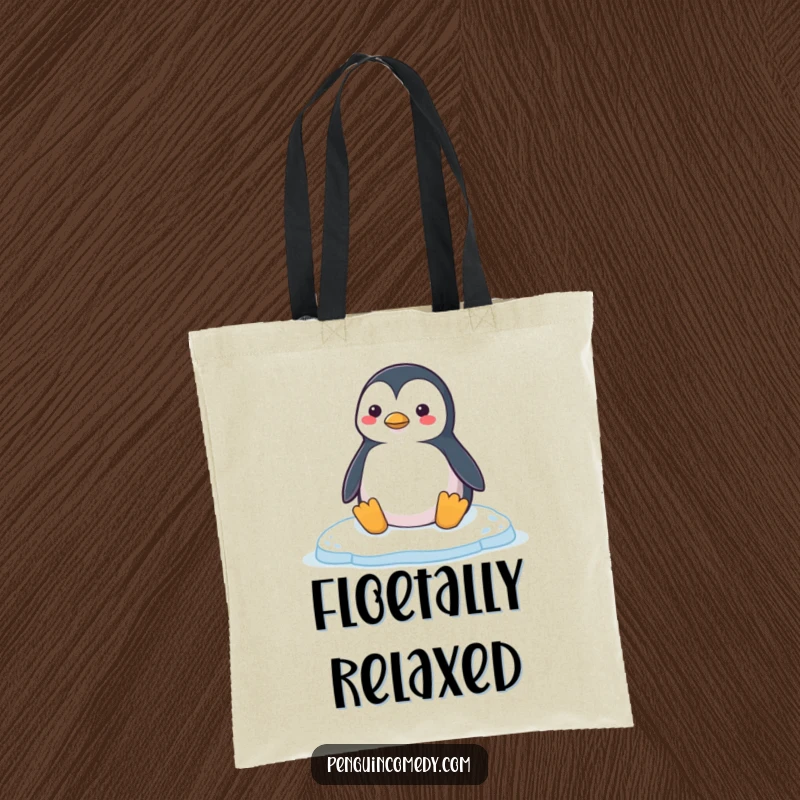 Funny Penguin Tote Bag: A joyful penguin honking contentedly on a smooth ice floe, showcasing a relaxed and happy arctic scene.