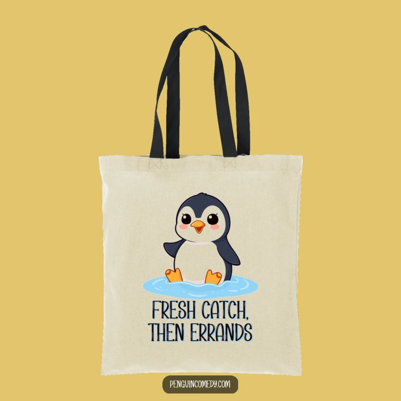 Funny Penguin Ocean Squawk Tote Bag: Eager Arrival Carryall, Perfect Funny Gift