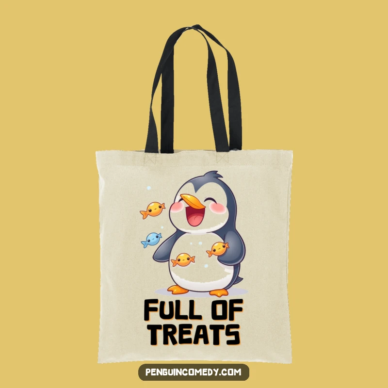 Funny Penguin Juggling Tote Bag - Fishy Fun Penguin Bag Gift