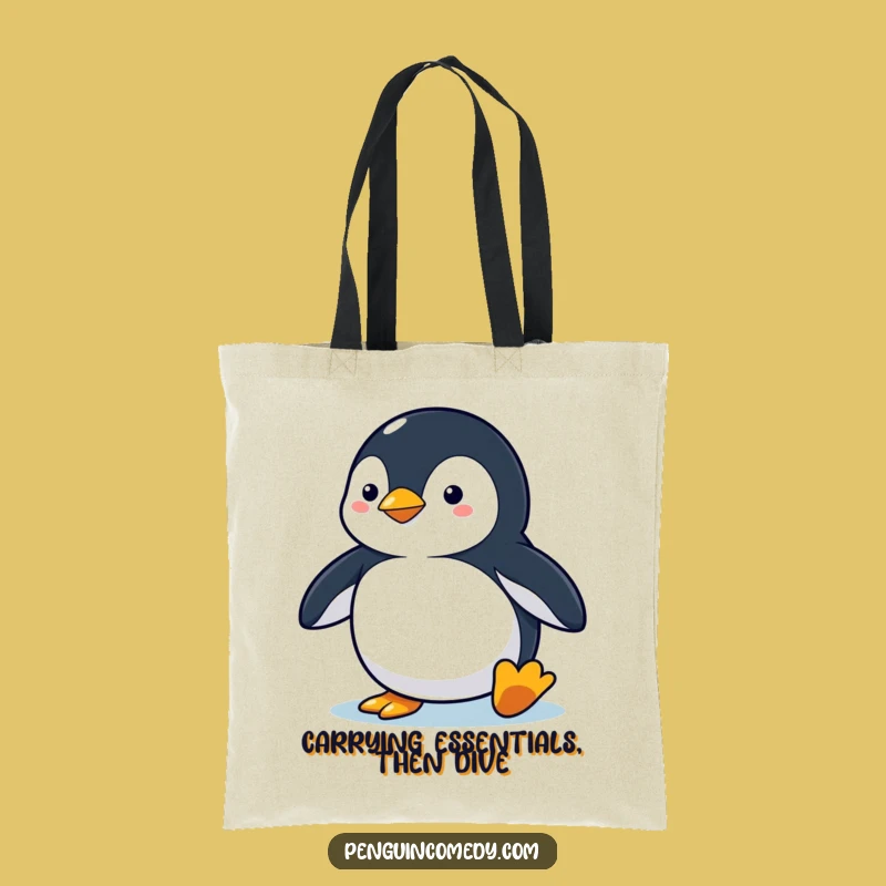 Funny Penguin Diving Tote Bag: Alert Action Carryall, Perfect Funny Gift
