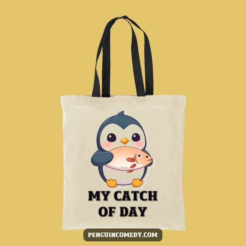 Funny Penguin Fish Tote Bag: Carry Your Laughs in Style