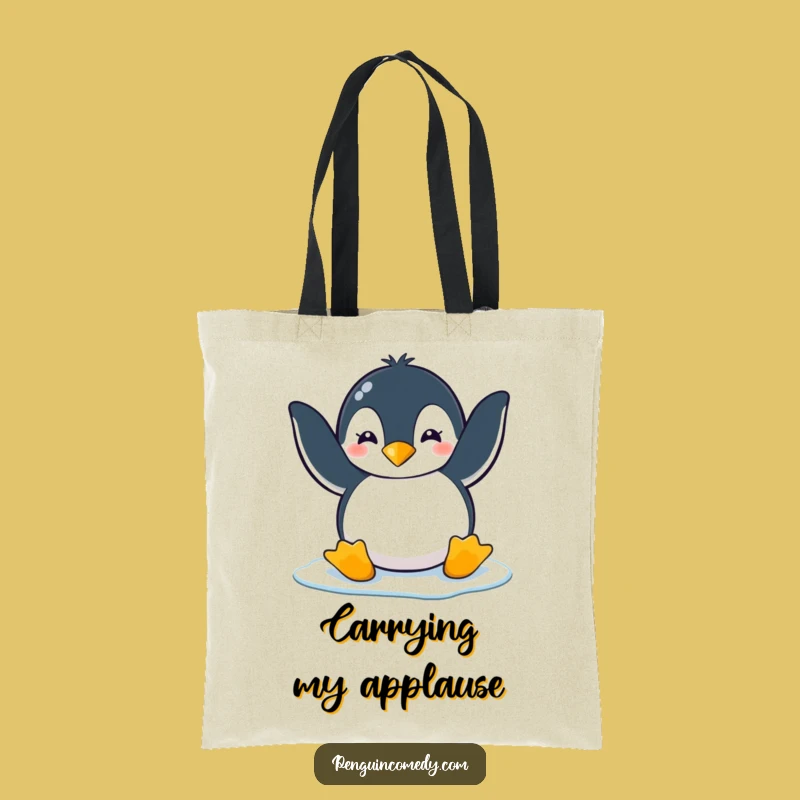 Funny Penguin Ice Clap Tote Bag: Carry Your Enthusiasm with This Hilarious Penguin