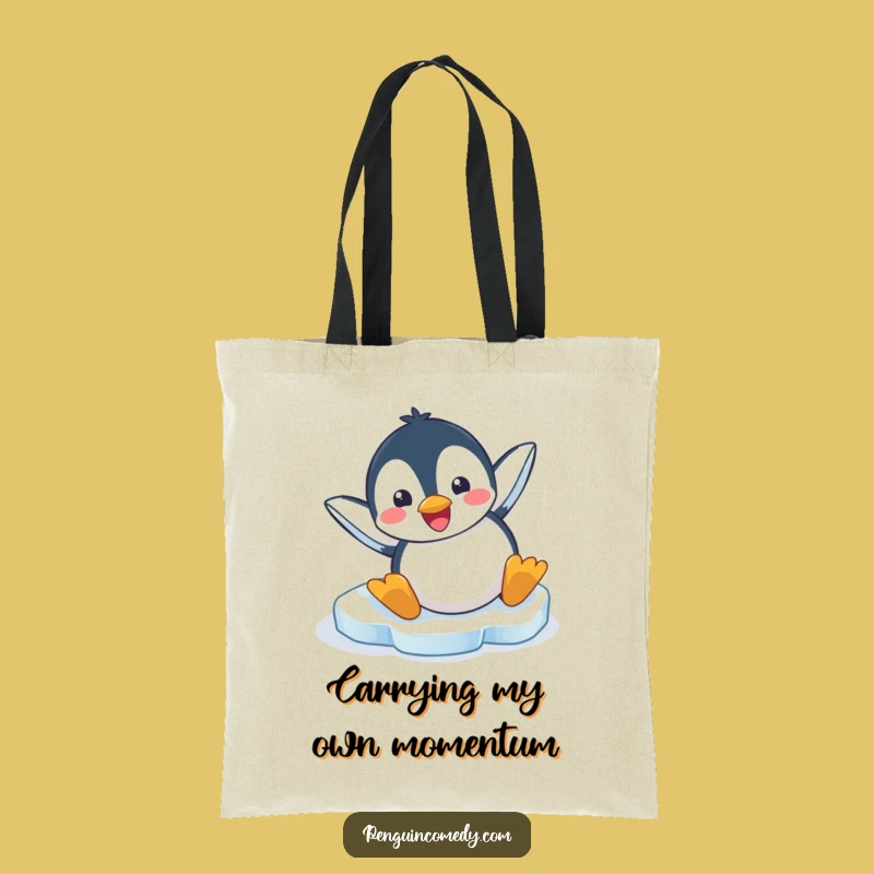 Funny Penguin Ice Slide Tote Bag: Carry Your Laughs With This Hilarious Arctic Accessory!