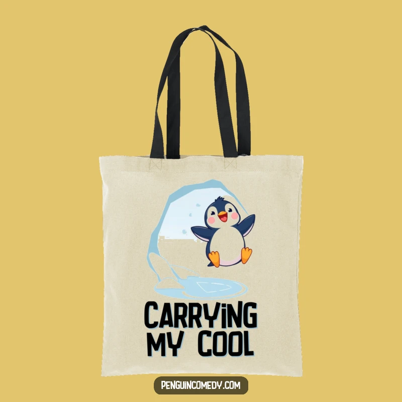 Funny Penguin Jumping Tote Bag - Arctic Adventure Carry, Cute & Hilarious Gift!