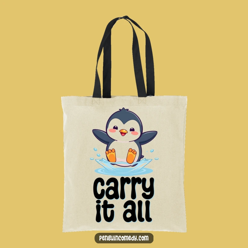 Funny Penguin Jumping Tote Bag - Carry Your Fun Penguin Bag Gift