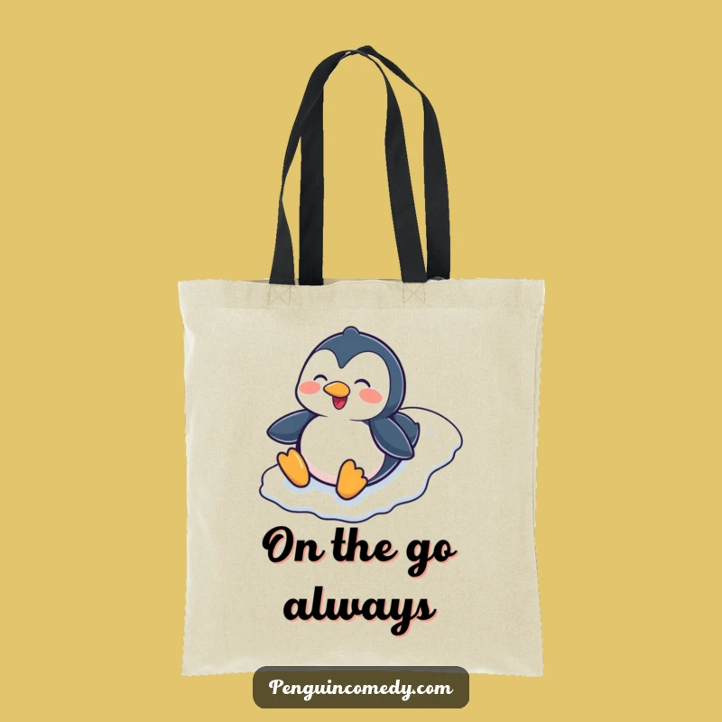 Funny Penguin Sliding Down Hill Tote Bag - Stylish & Hilarious Carry-All for Fun