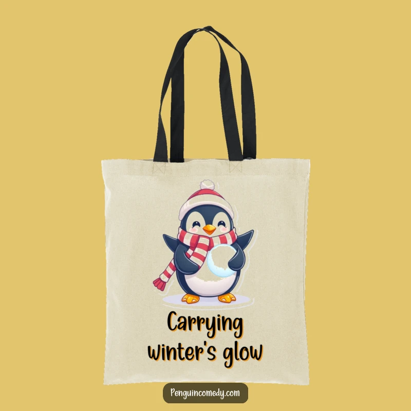 Funny Penguin Snowball Tote Bag: Carry Your Winter Magic With Playful Style