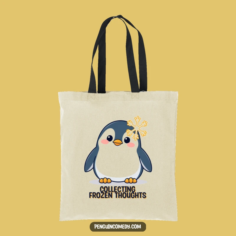 Funny Penguin Snowflake Tote Bag: Carry Your Curiosity in Style This Winter!