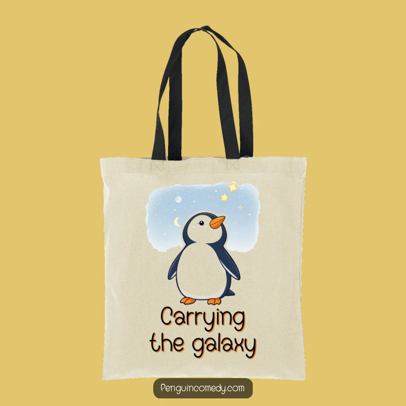Funny Penguin Starry Night Tote Bag - Whimsical Carry-All Hilarious Gift