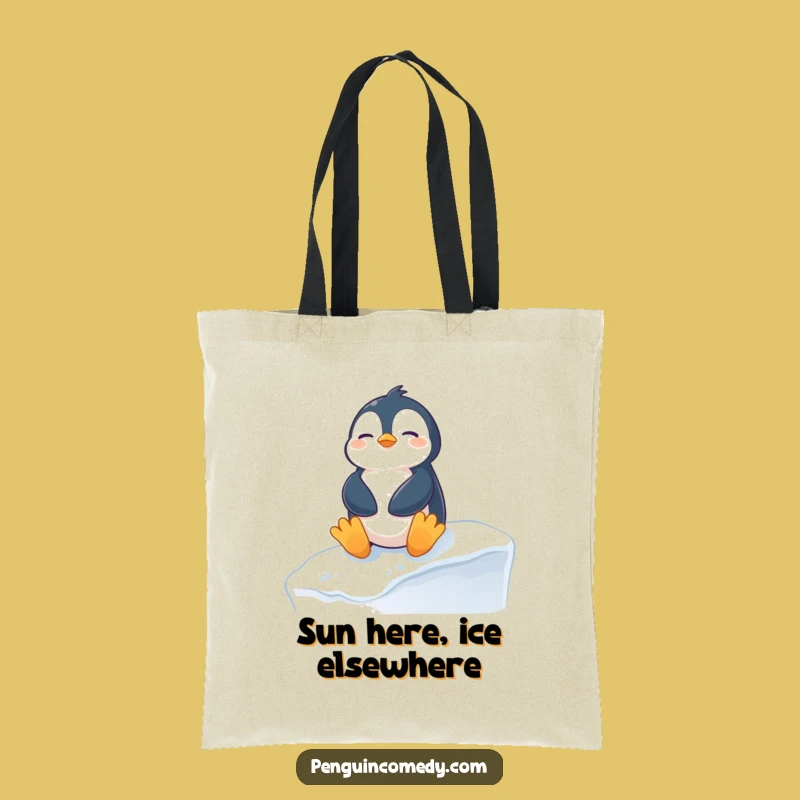 Funny Penguin Sunbathing Tote Bag: Hilarious Snowy Ledge Carryall, Perfect Funny Gift