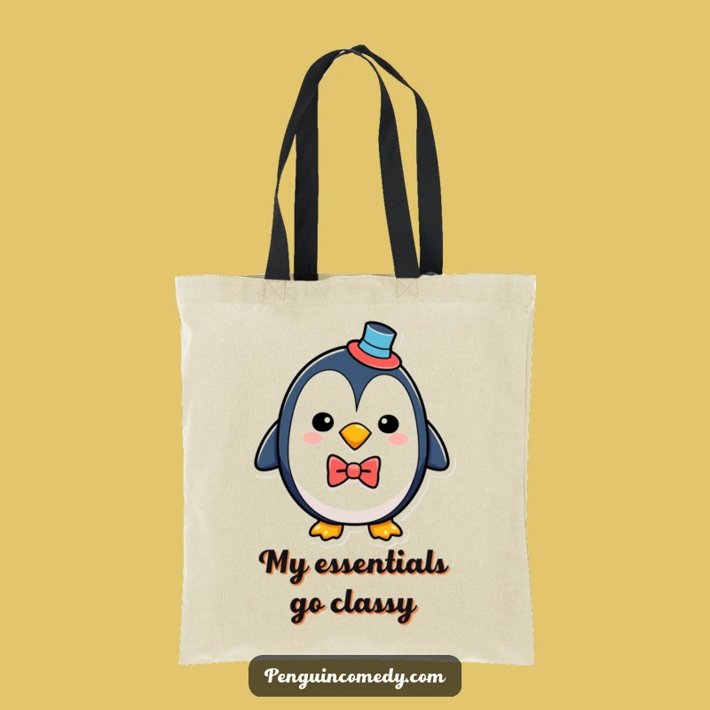 Funny Penguin Tote Bag - Dapper Bird Shopping Bag - Chic Gift