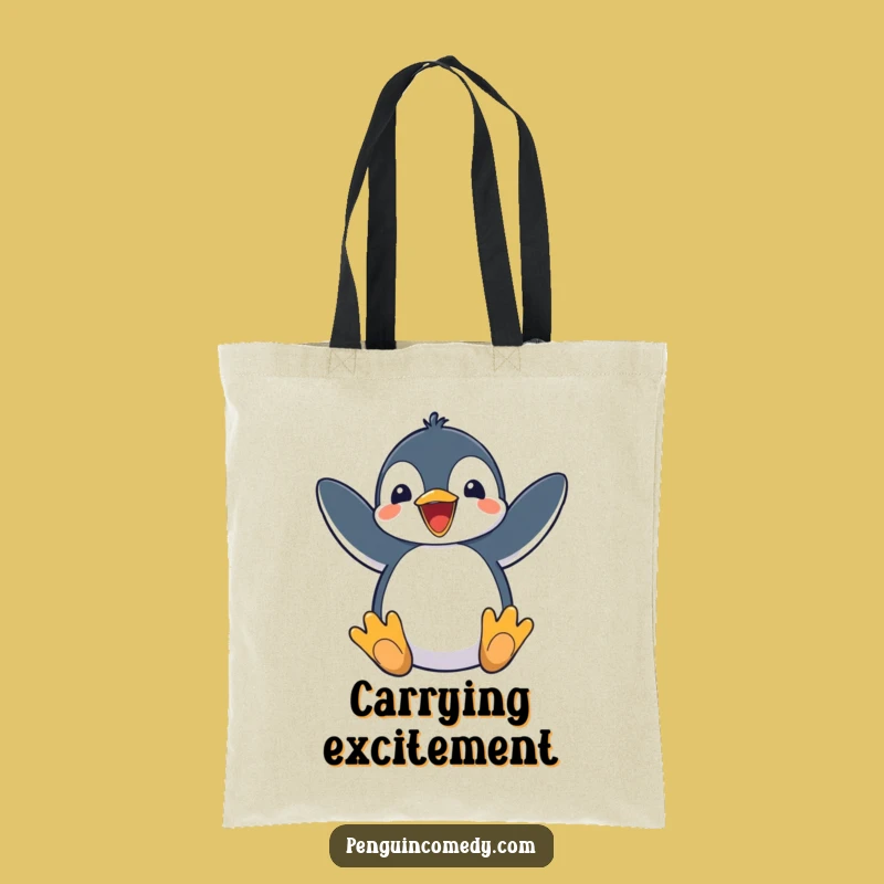 Funny Penguin Tote Bag - Excited Flippers Flapping Accessory