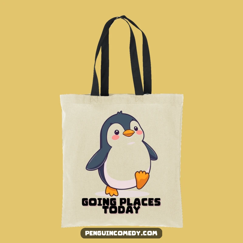 Funny Penguin Waddling Determinedly Tote Bag - Stylish & Hilarious Carry-All
