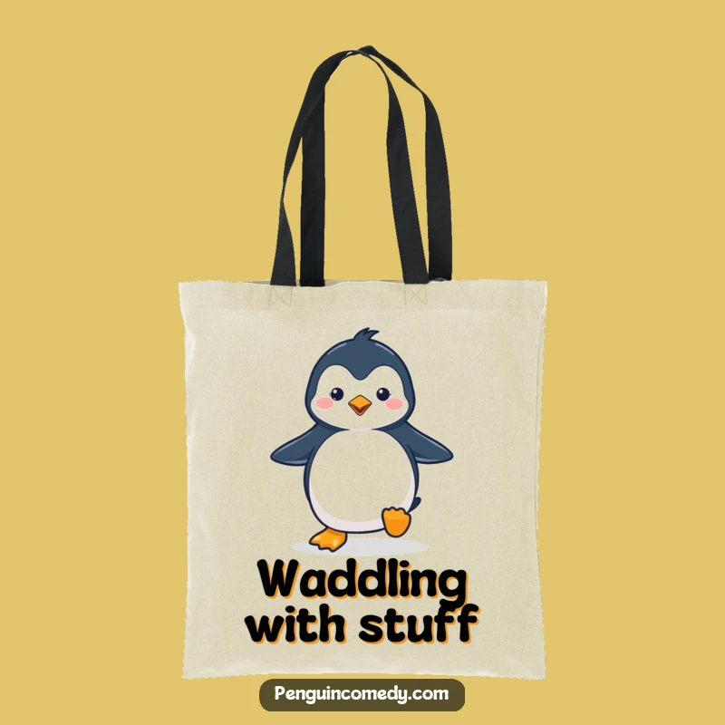 Funny Penguin Waddling Tote Bag - Carry Happiness Daily