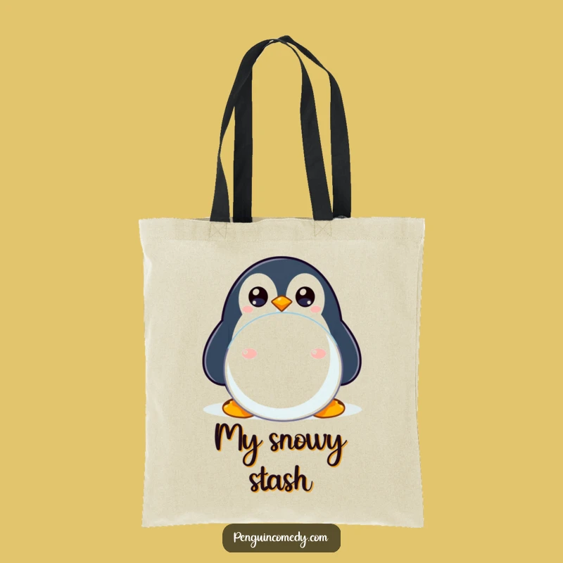 Funny Shy Penguin Tote Bag: Carry Your Cuteness