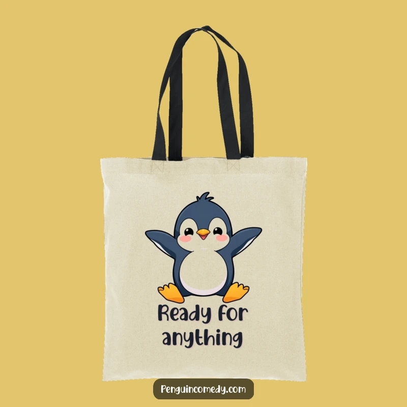 Funny Happy Penguin Dive Tote Bag: Carry Your Enthusiasm!
